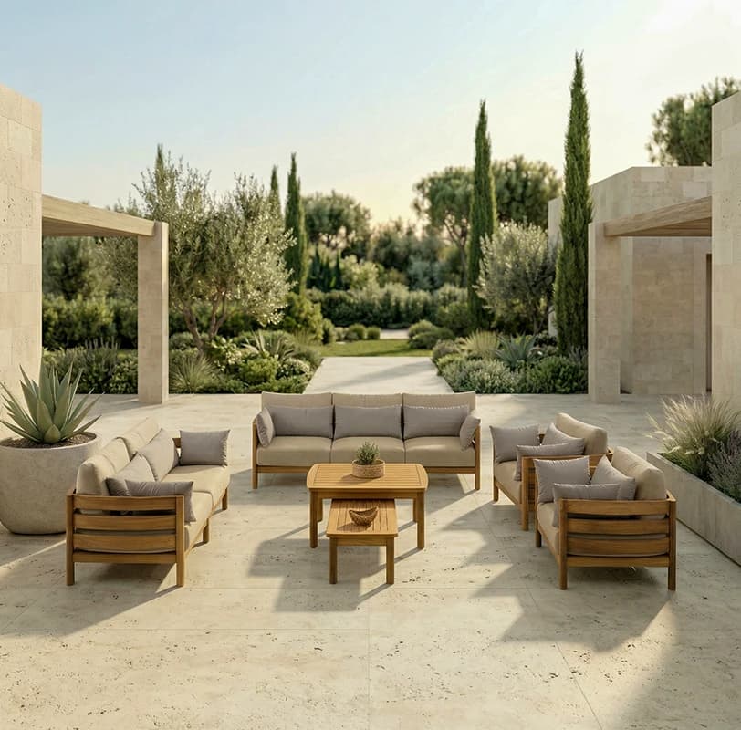 Wooden garden seating group