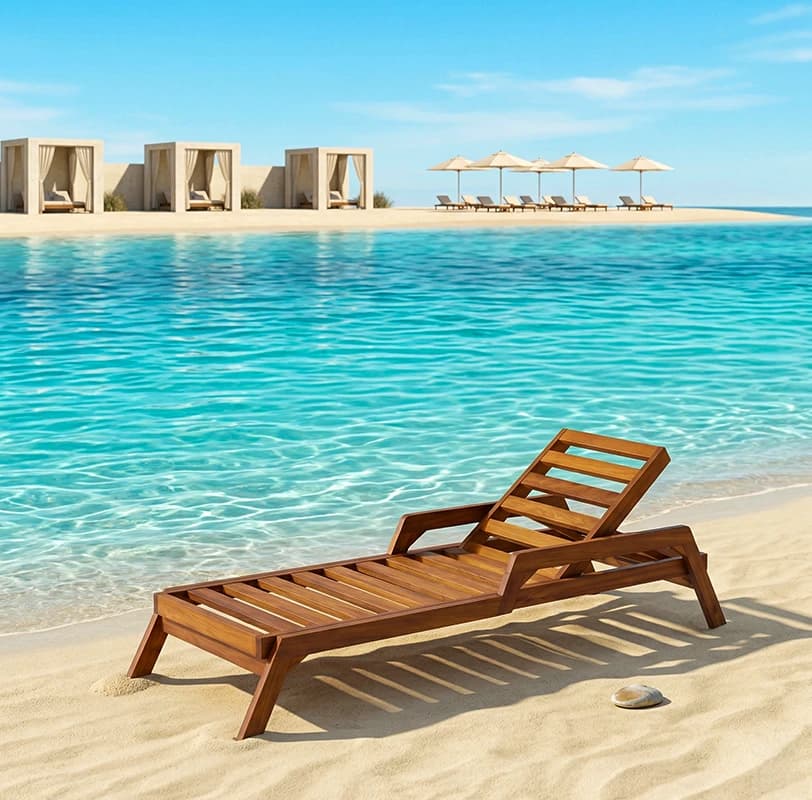 Wooden garden lounger